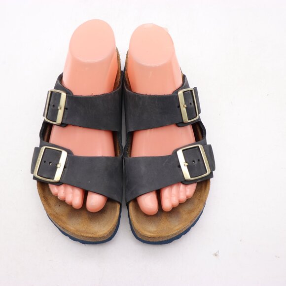 Birkenstock Arizona Navy Leather Women's EU 39 US 8 Soft Footbed Comfort Sandals - Picture 2 of 9